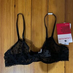Calvin Klein Sheer Black Polka Dot Bralette